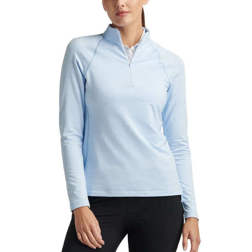 SplitHemDesign Peter Millar Women's Women's Women's Sugar Stripe Perth 1/4 Midlayer - Cottage Blue