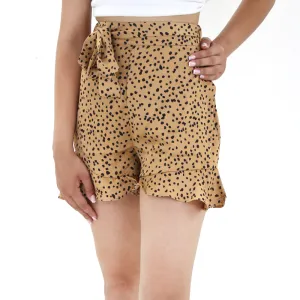 Tear Resistant Weave Women's Cheetah Print Short,Camel