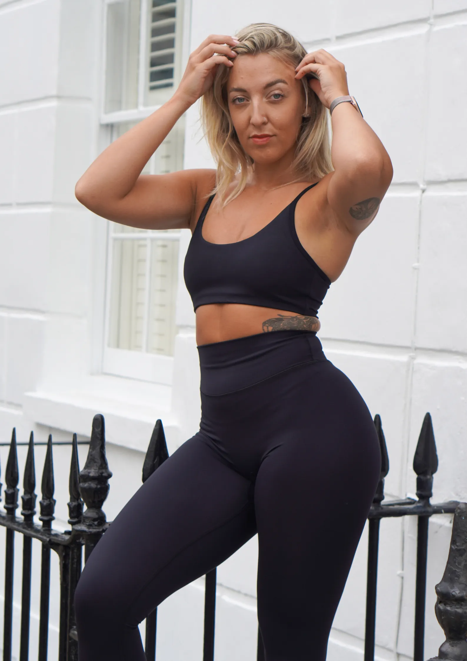 Stretch Form Eco Friendly Gym Workout Staple Black V-Booty Leggings