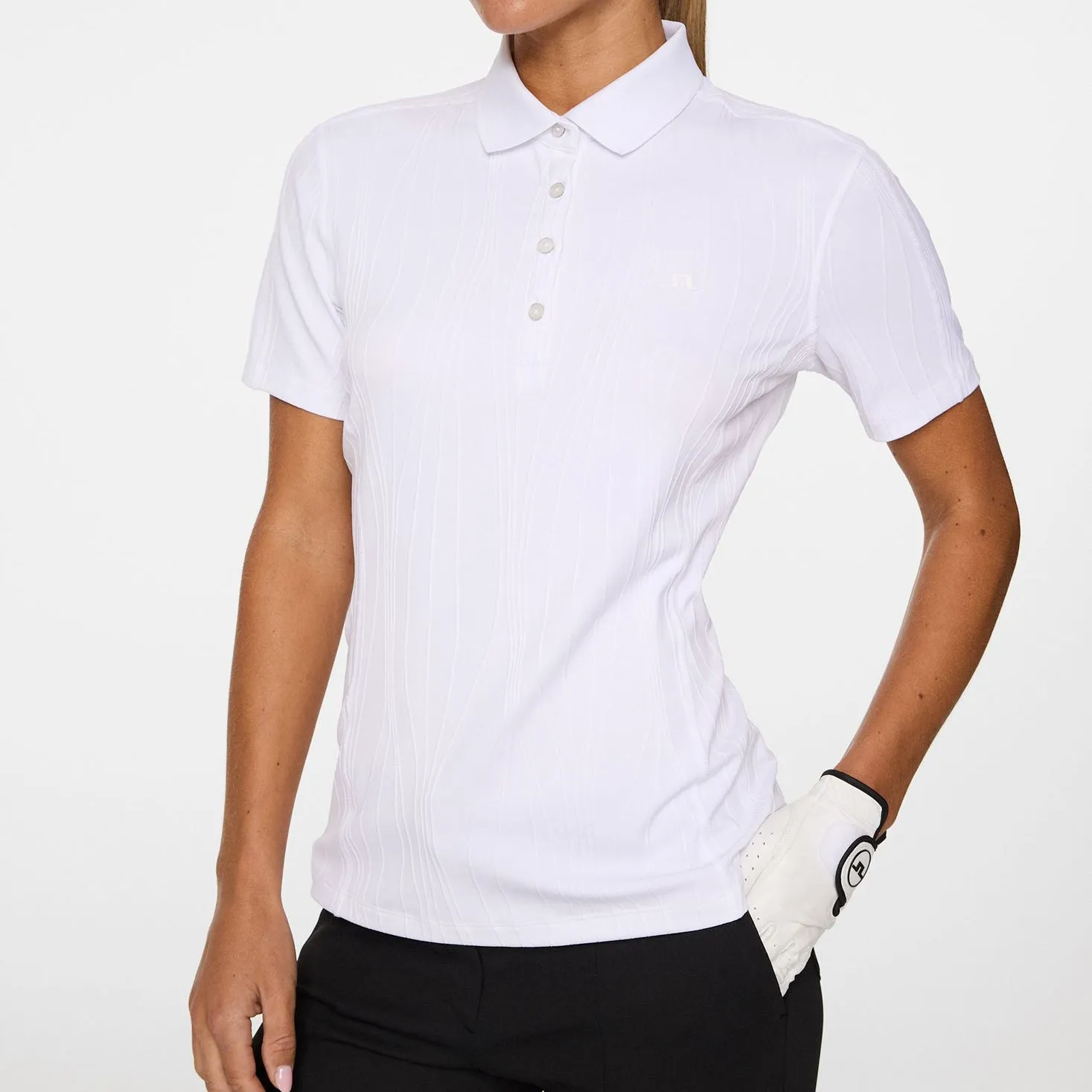 J.Lindeberg Women's Izara Golf Polo Shirt - White NoIrritationSeams