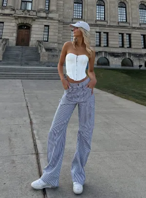 Thermal Regulating Layered Look Miami Vice Pants Navy Pinstripe