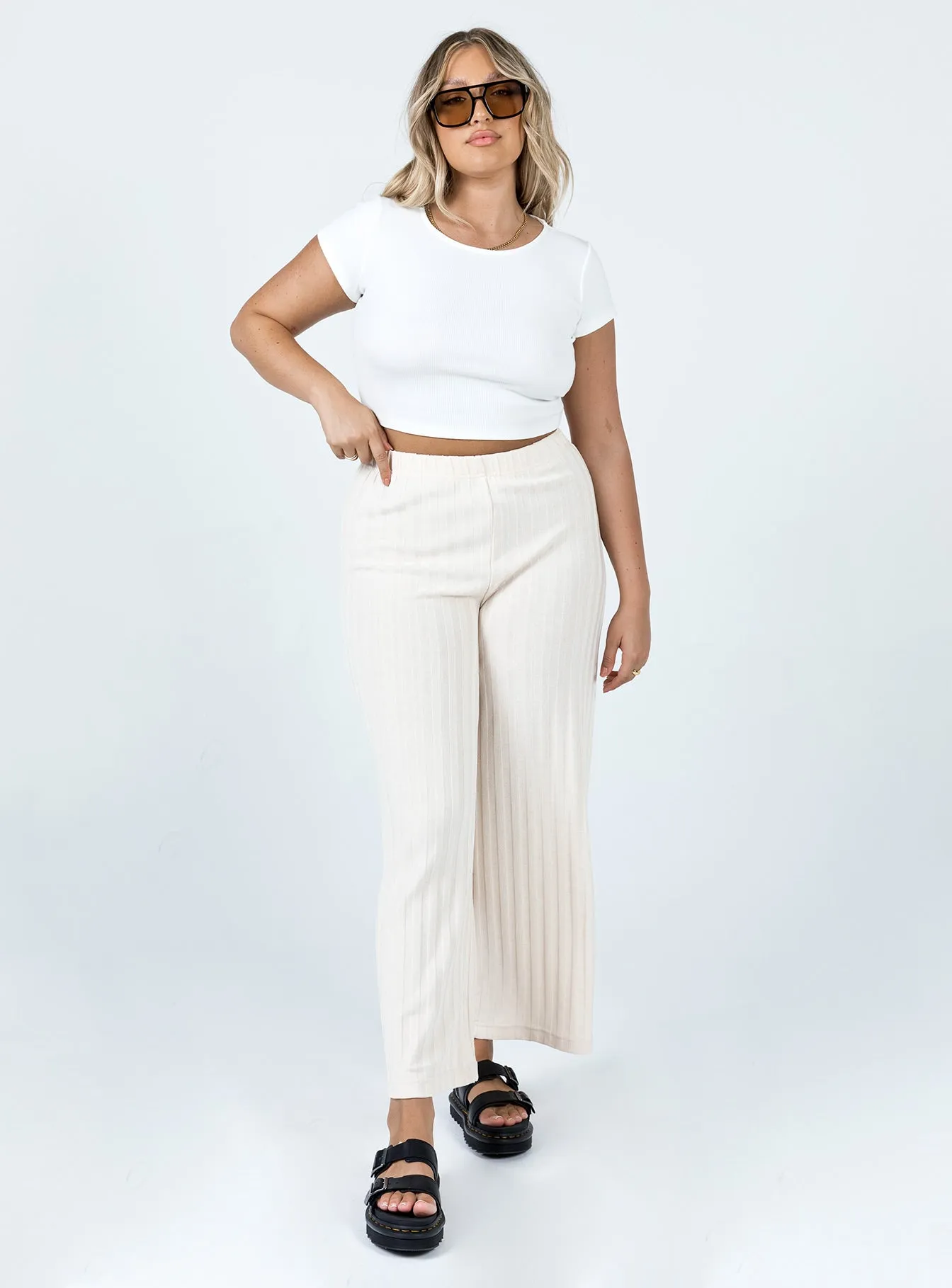 Augustus Pants Cream Fitted waist Hip Friendly Pockets