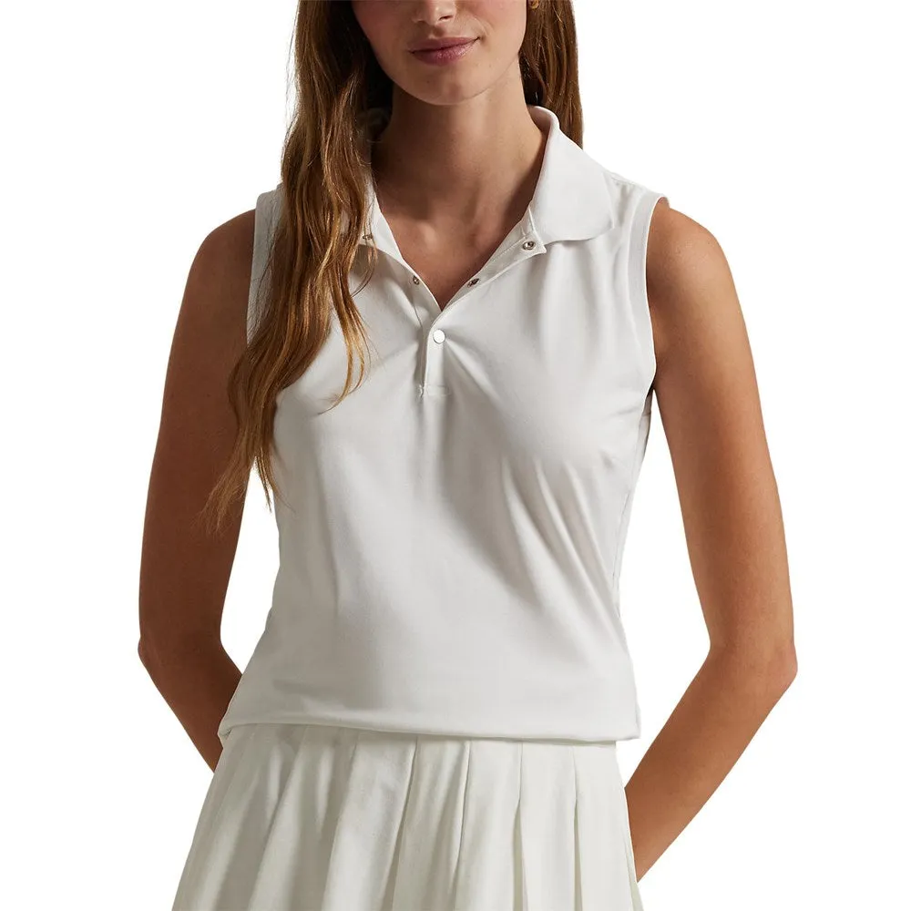 SlipResistantHem Cool Frame RLX Ralph Lauren Women's Sleeveless Tour Performance Polo Shirt - White