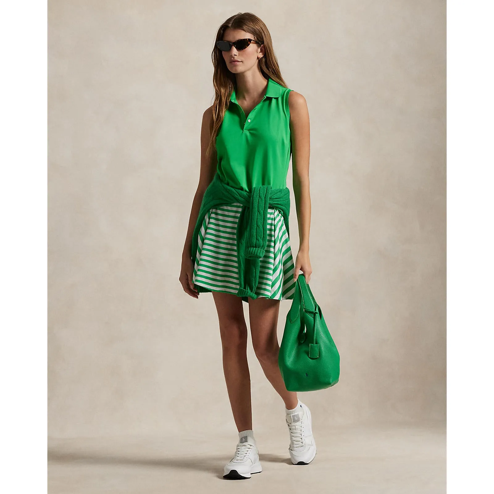 Wind Glow RLX Ralph Lauren Women's Sleeveless Tour Performance Polo Shirt - Tiller Green