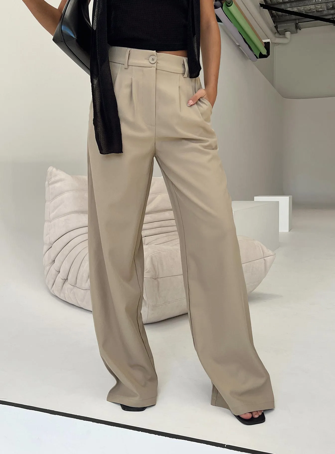 Archer Pants Taupe Tall clean design HighRiseWaist