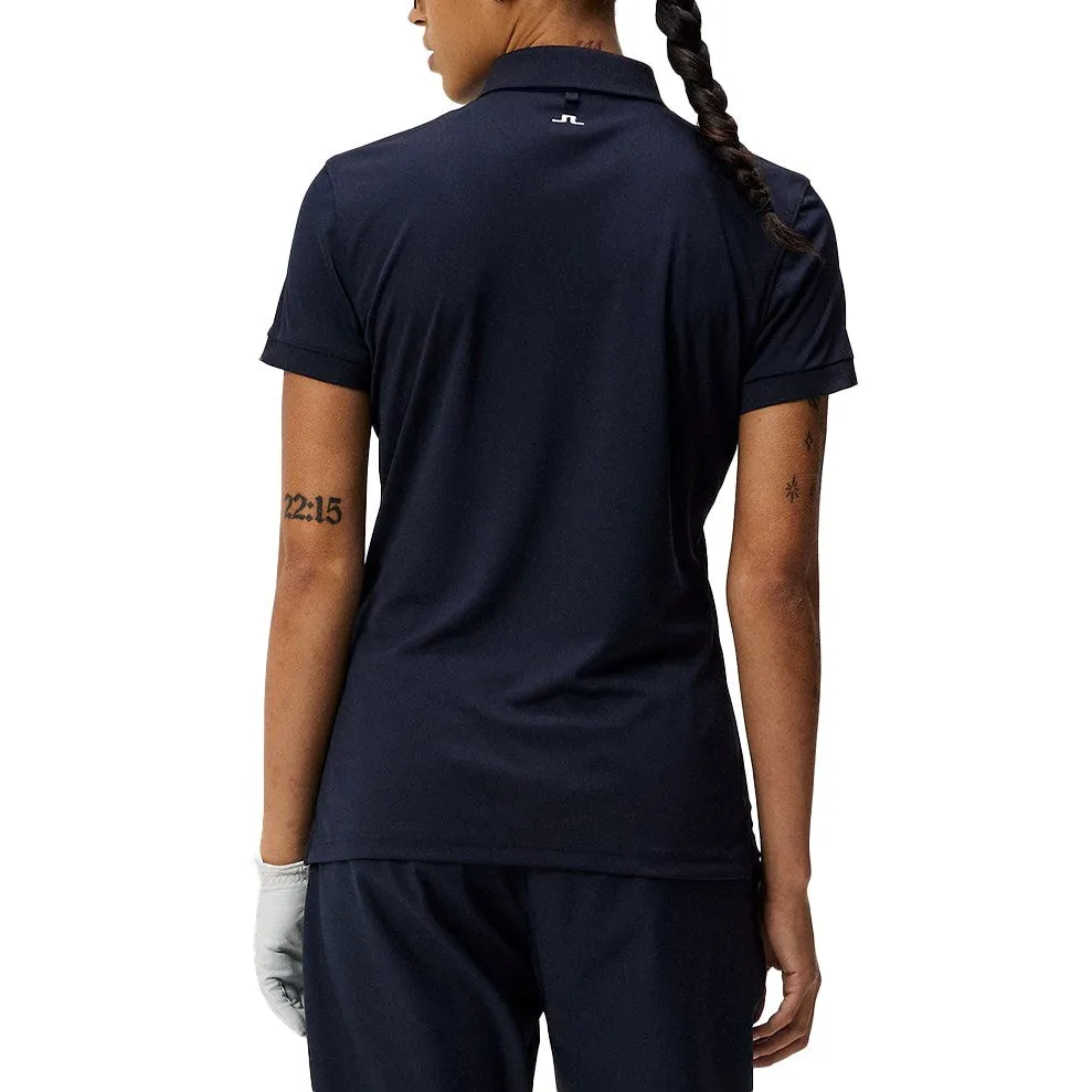J.Lindeberg Women's Tour Tech Golf Polo Shirt - JL Navy Strong Edge Kind Soul