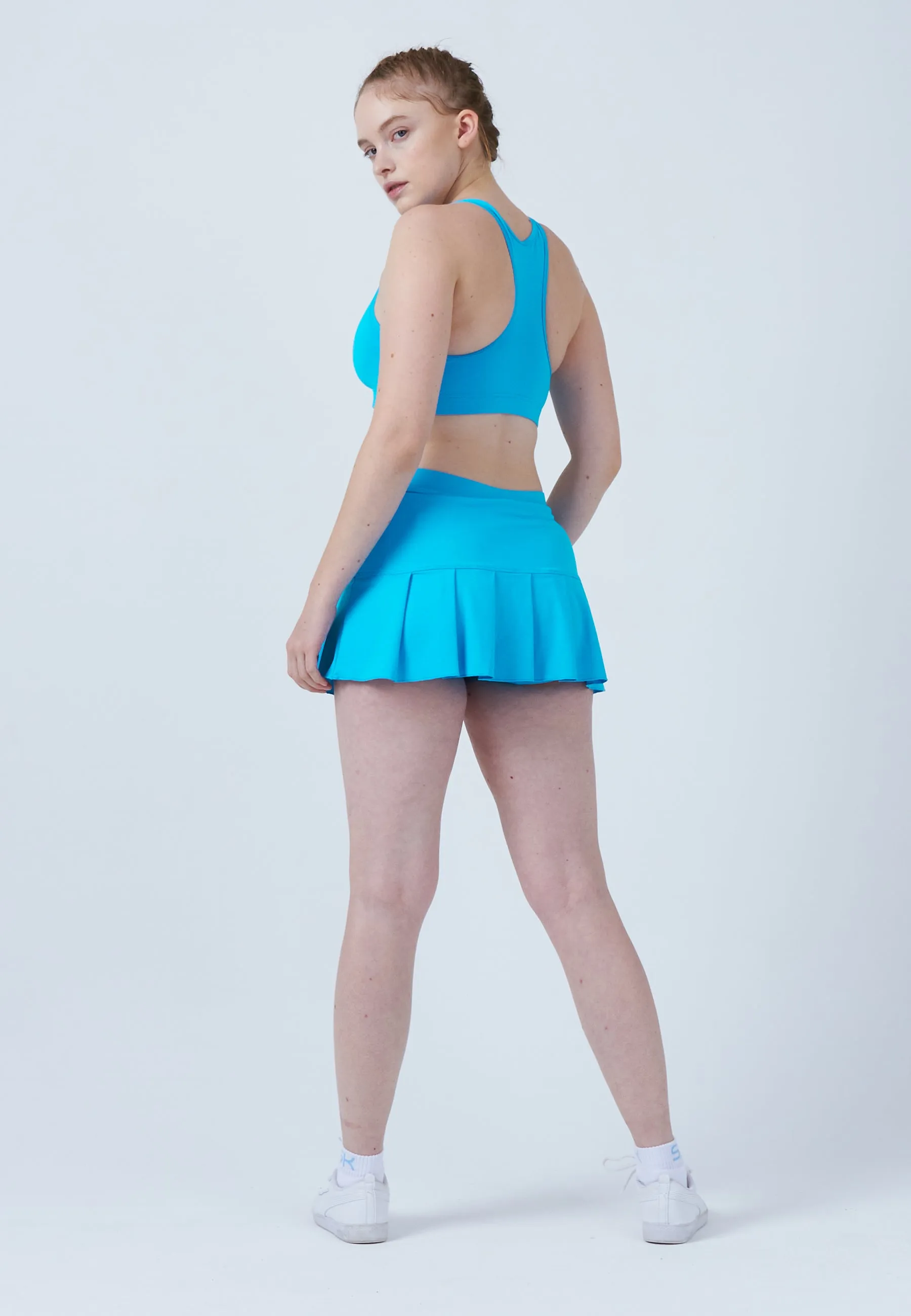 Layered Style Pleated Tennis Skort, turquoise