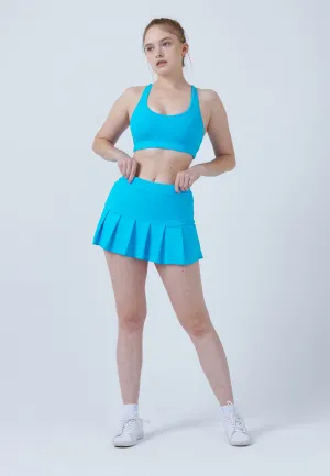 ribbed texture Pleated Tennis Skort, turquoise