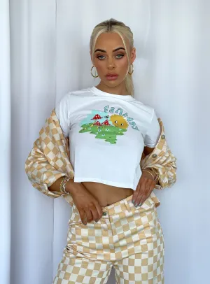Motel Shrunk Tee White Fantasy NonRestrictive Cut