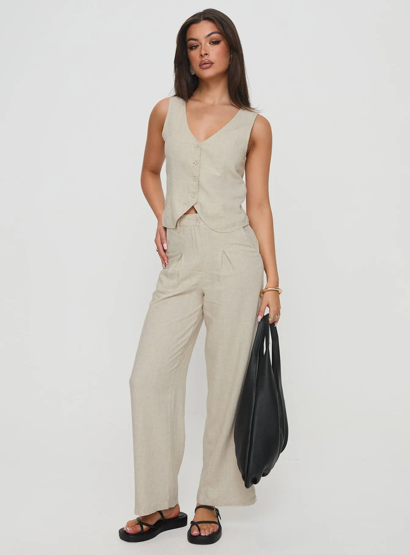 Gripper Waistband Solid shade Sofi Pants Beige