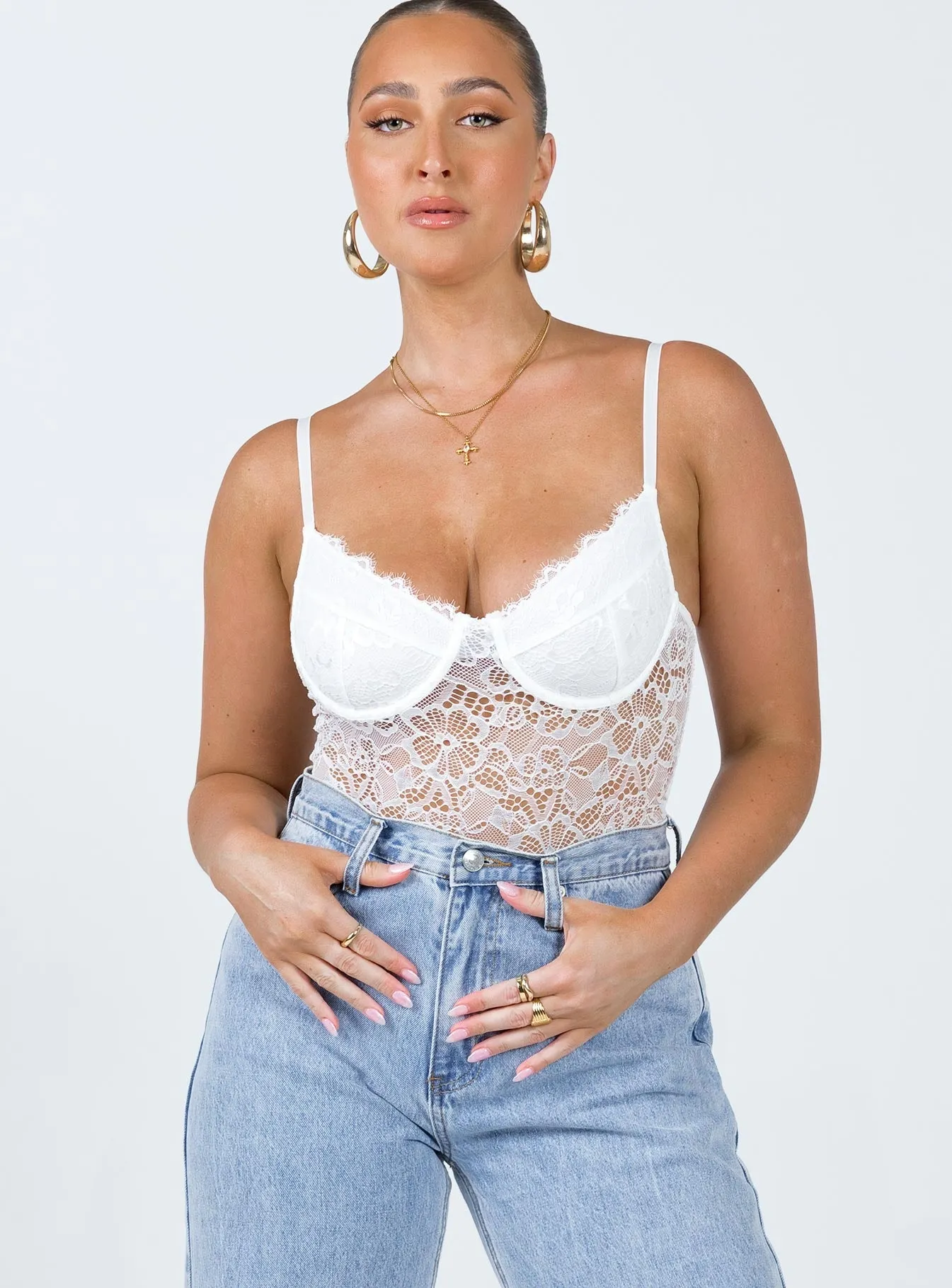 Abele Bodysuit White loose fit bodysuit affordable bodysuit