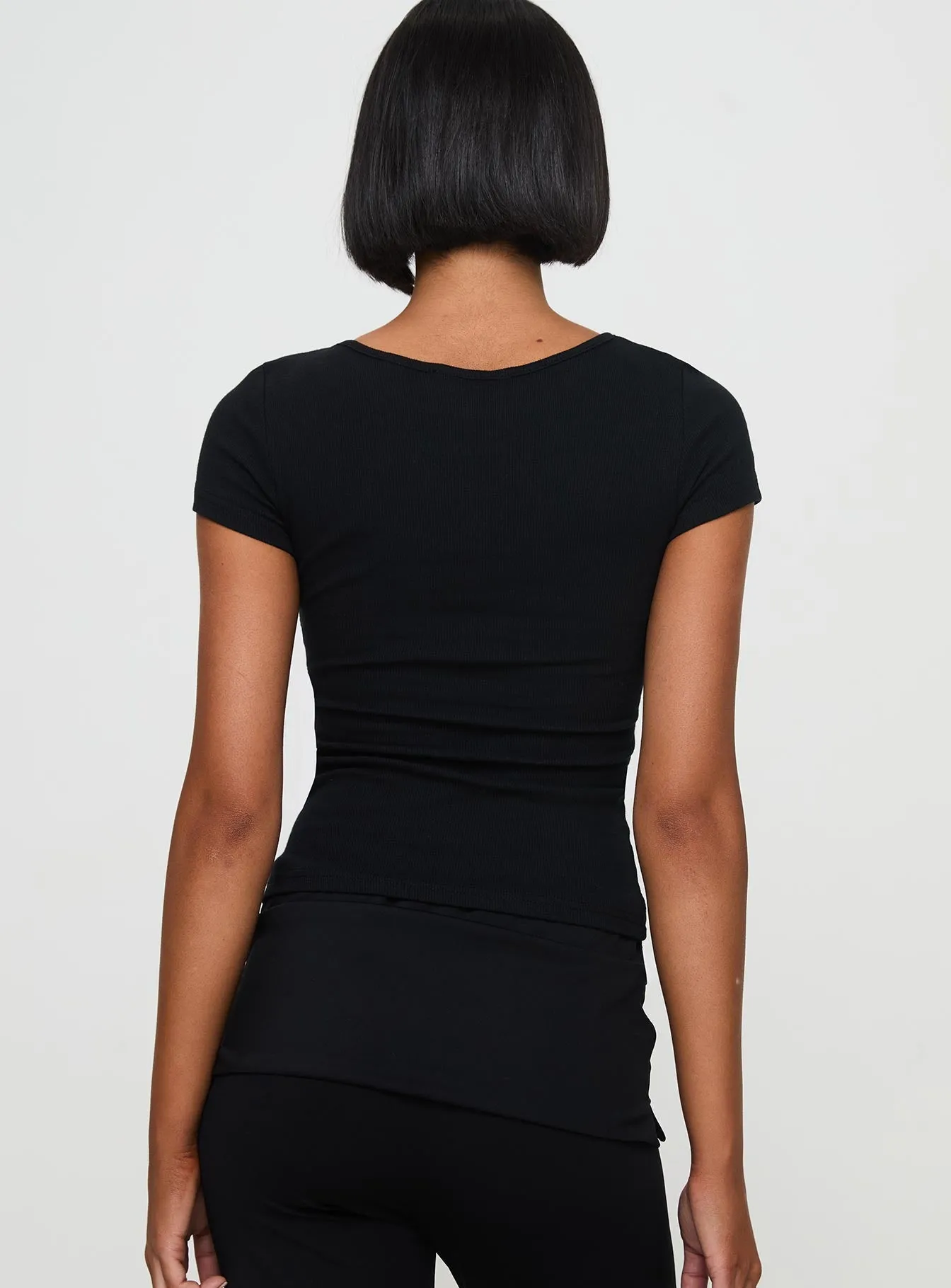 Casual Layering Wear Sweet As Top Black