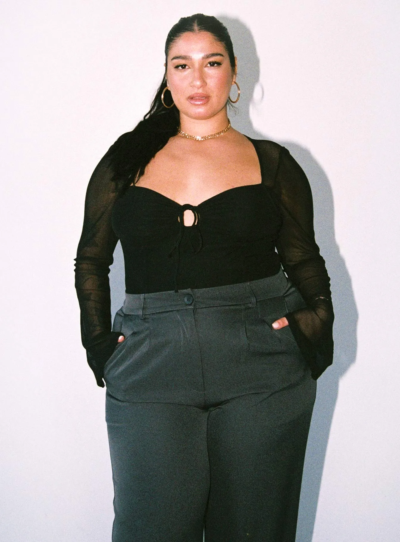 zipper bodysuit ladies bodysuit Jacob Long Sleeve Bodysuit Black Curve