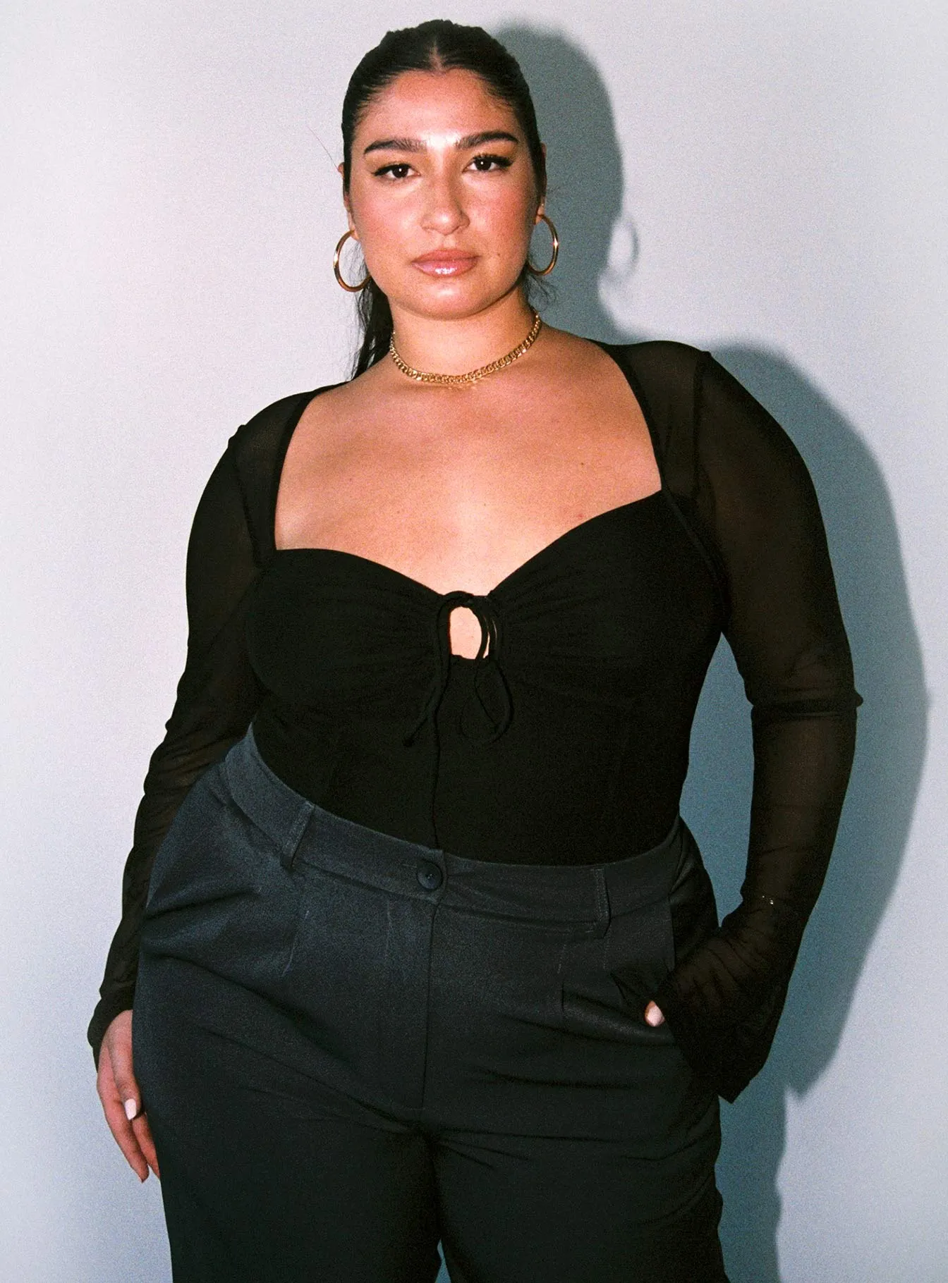Jacob Long Sleeve Bodysuit Black Curve affordable bodysuit