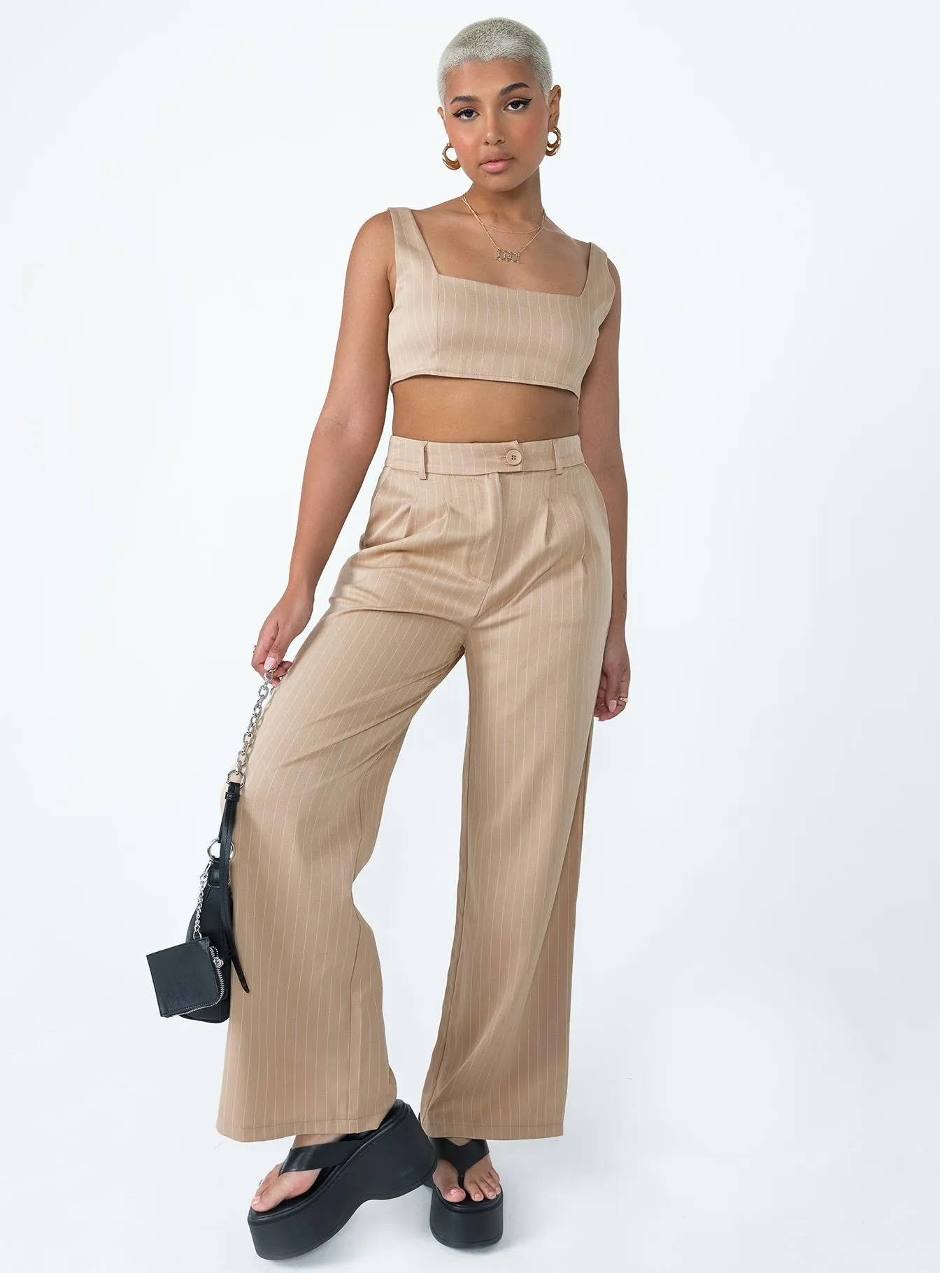 Huxley Set Beige Stripe Flexible Design Corduroy texture