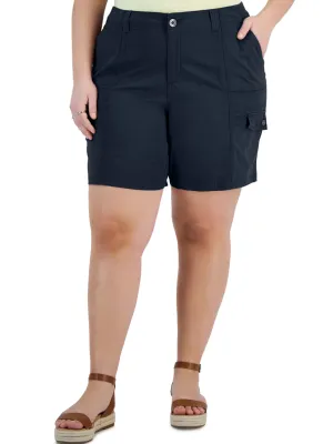 Women's Comfort-Waist Cargo Short,Navy Day Trip Wear