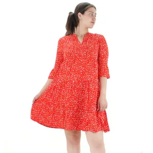 Timeless-Classic Women's Printed Flare Dress,Red