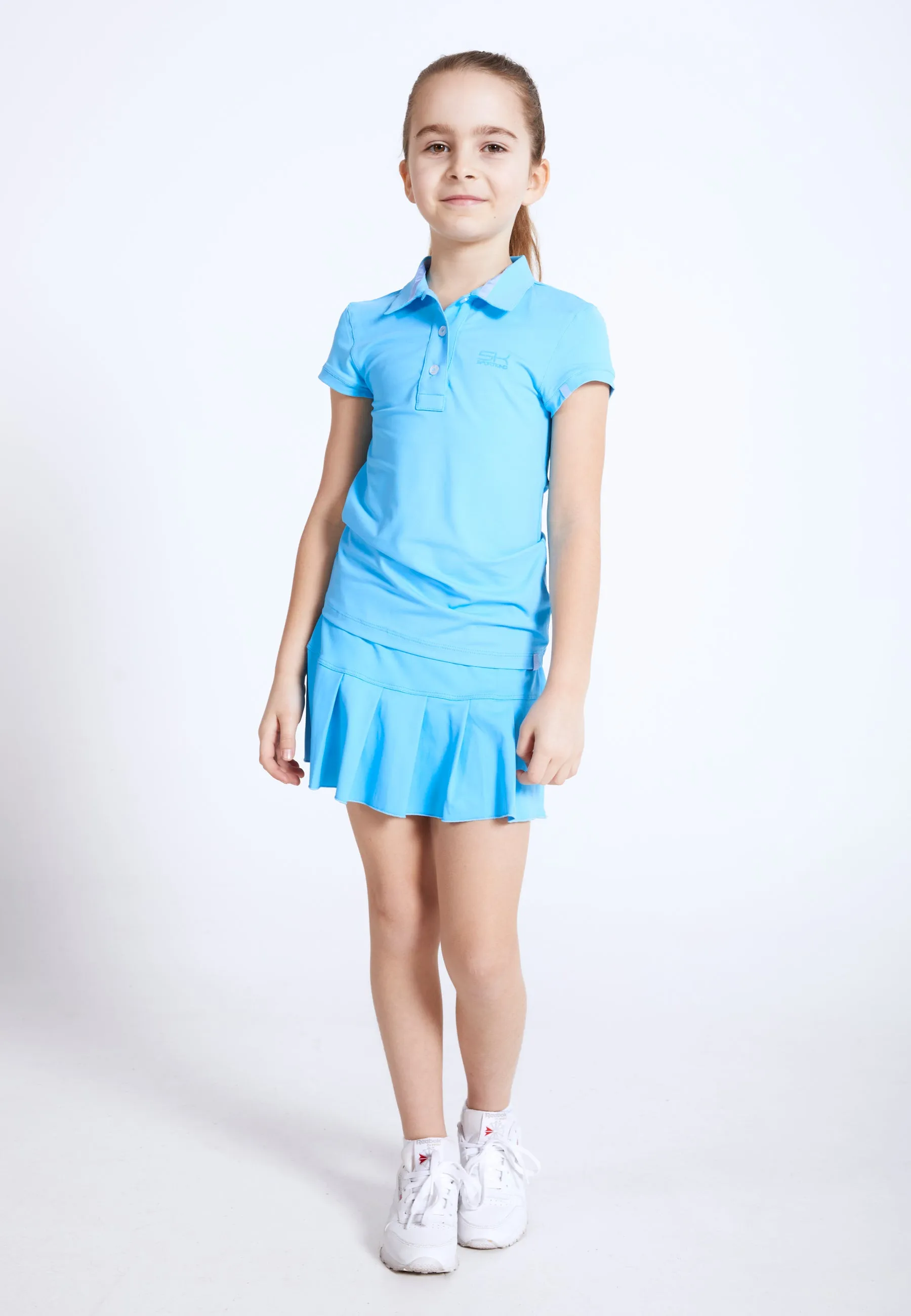 Pleated Tennis Skort, light blue Ventilated Panels Tear Resistant Material