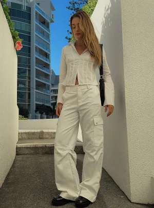 Noise Reduciting Fabric Cozy Touch Fallout Mid Rise Cargo Pants White