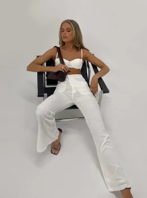 Wrinkle Free Fabric Elastic waist Elsie Set White