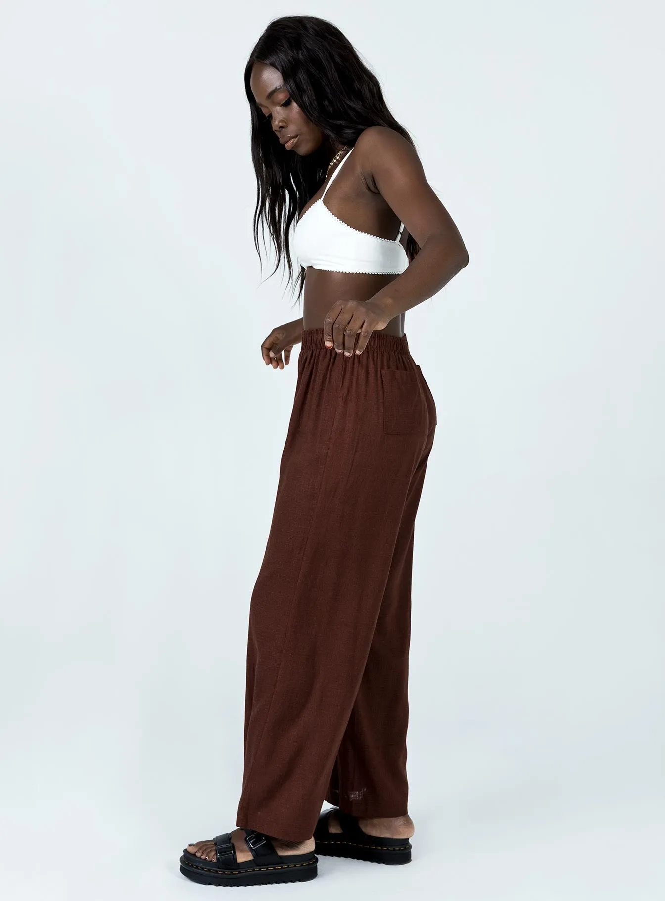 Thermal Regulating Fabric Louis Linen Blend Pants Brown