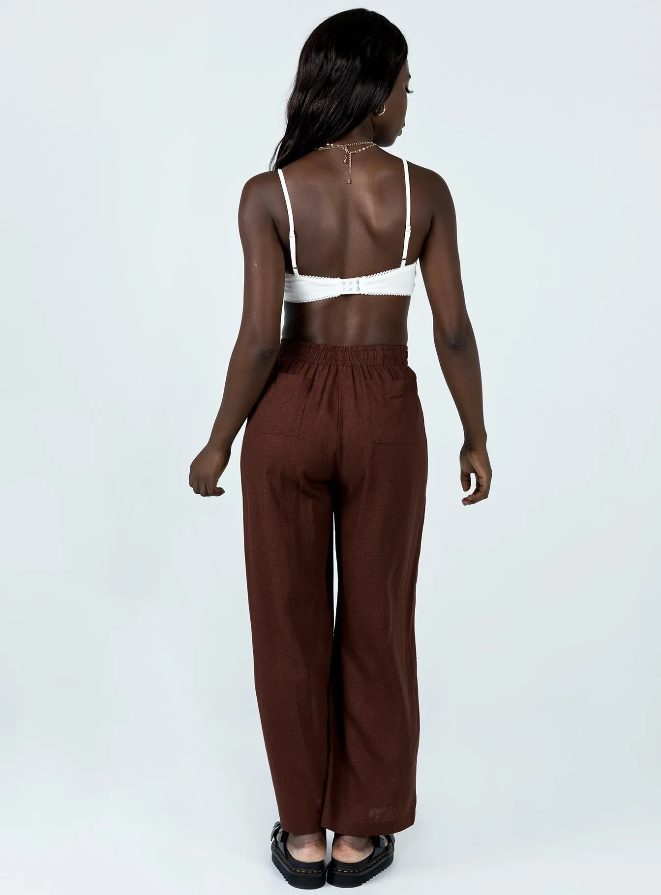 Louis Linen Blend Pants Brown Hypoallergenic fabric Slim Waist