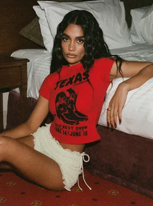 Texas Baby Tee Red Wrinkle-Free