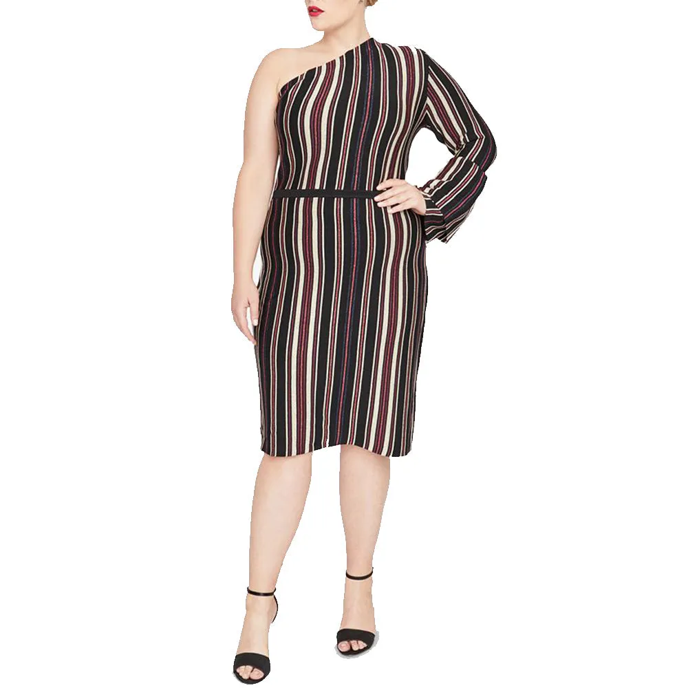 Fitted Design Women's Trendy One-Shoulder Dress,Multi