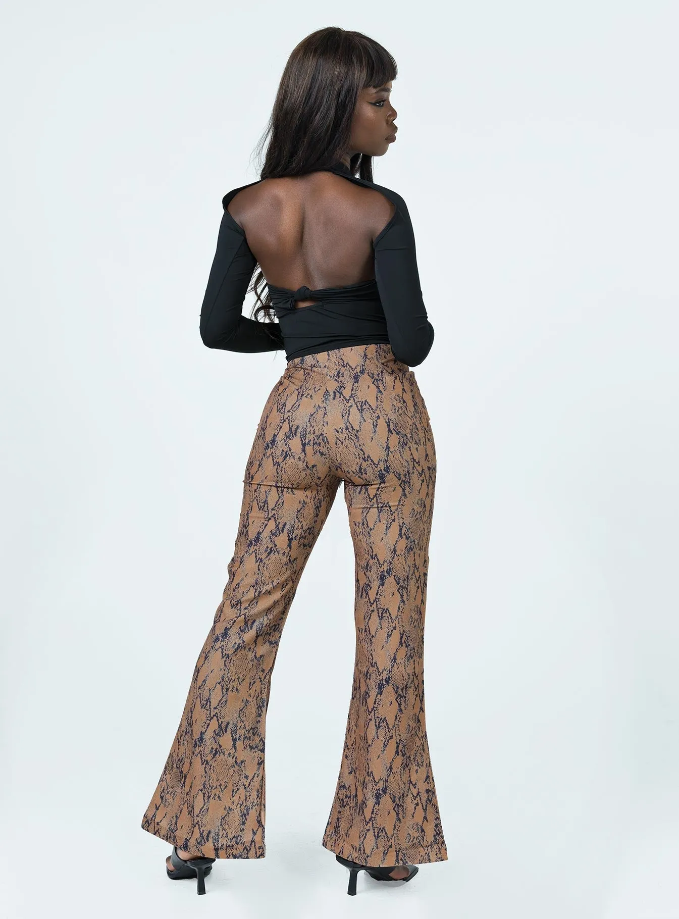 Casual Appeal tech fabric Devotion Snake Print Pants Brown