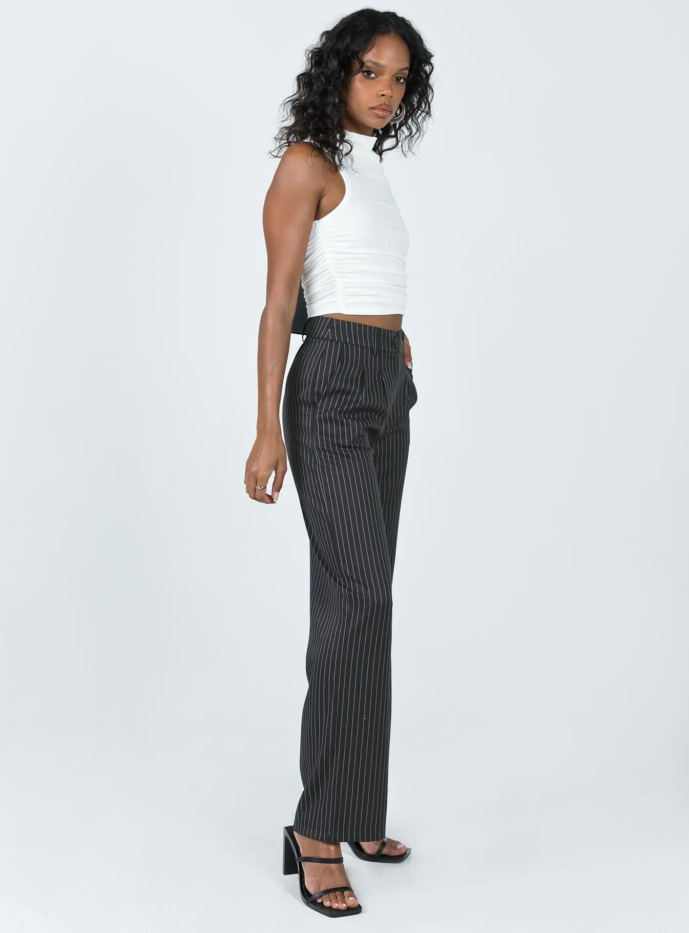 Archer Pants Pinstripe Black Wide fit