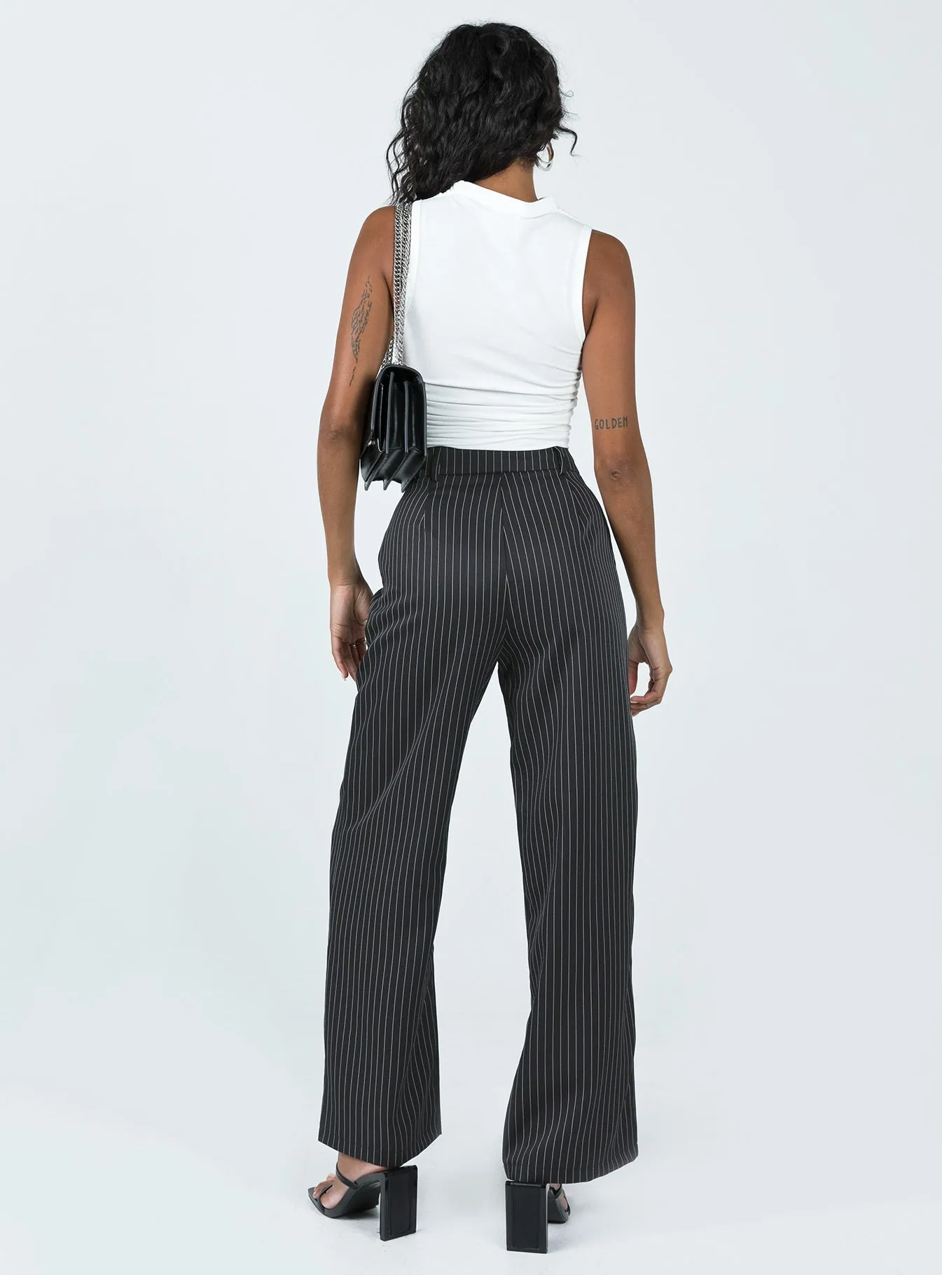 Archer Pants Pinstripe Black Sport Performance Design Seasonal Basic