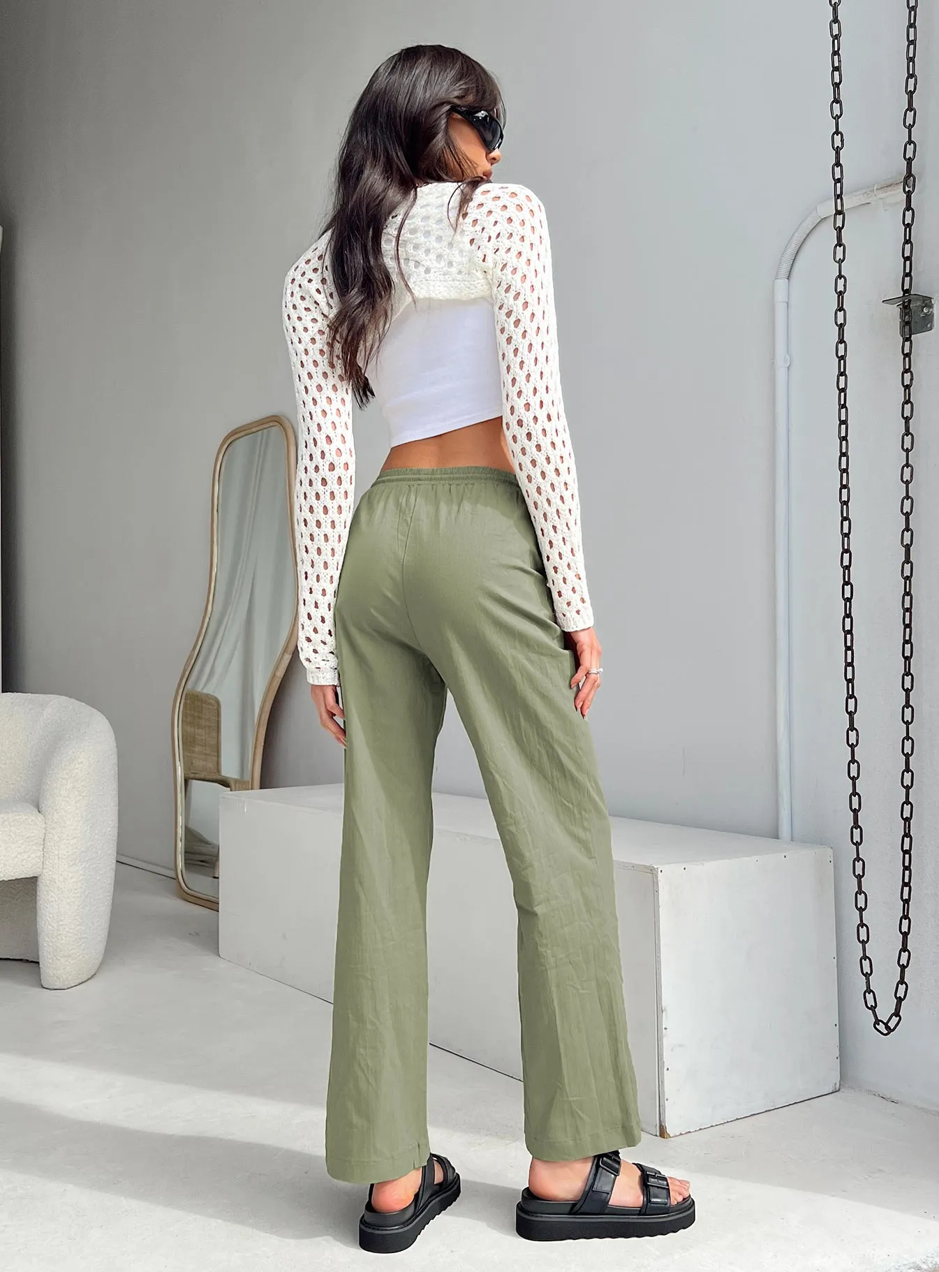 Tumble Pants Green ReinforcedHemline Elastic waist