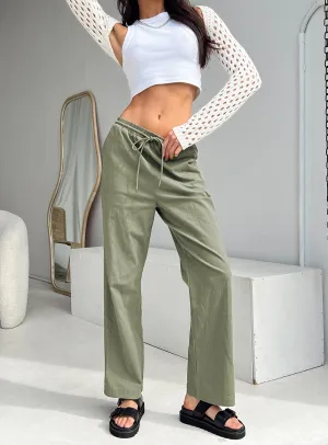 Lounge-friendly Body Shape Tumble Pants Green