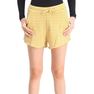 Women's Striped Stretch Short,Mustard/Beige Clean Lines