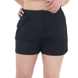 Women's Plain Solid Short,Black Stretch performance