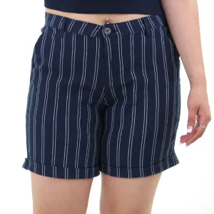 Women's Striped Short,Navy High Rise Waist Reinforced Seams