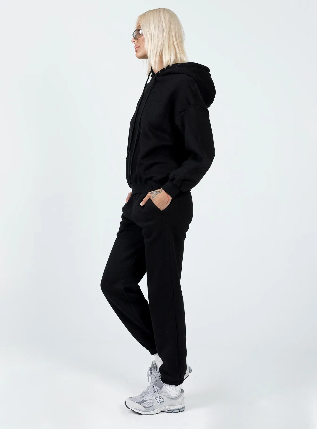 Pheonix Track Pants Black Moisture Wicking Fabric Twill Weave Texture