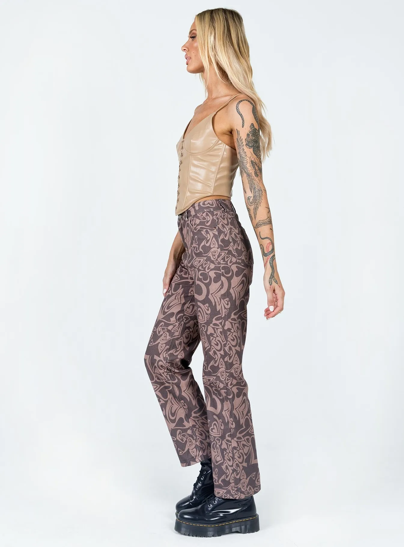 Anti Pilling Textile Dameela Straight Leg Jeans Brown