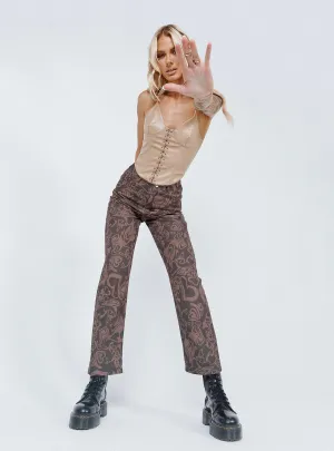 Tagless Design Dameela Straight Leg Jeans Brown