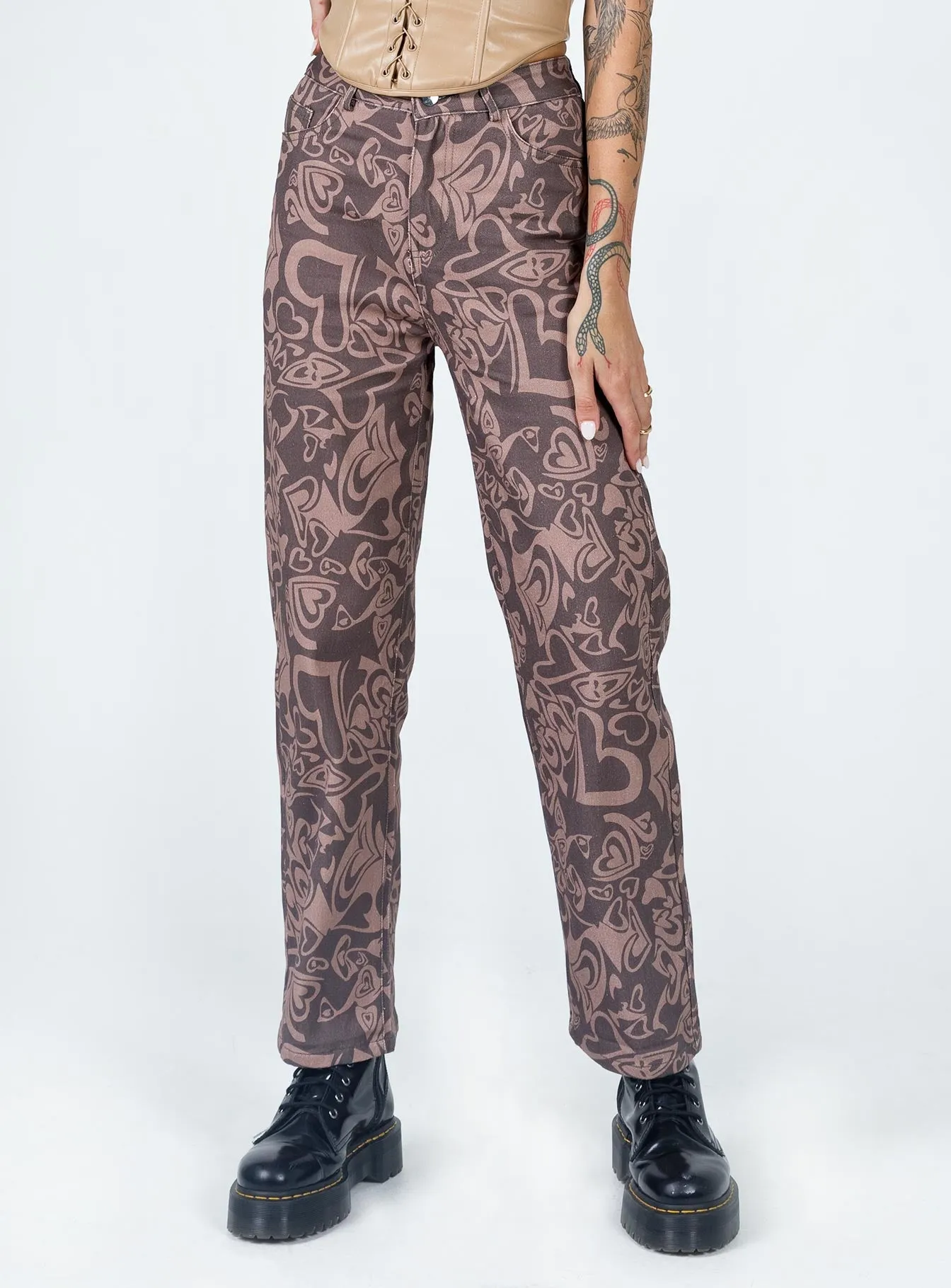 Dameela Straight Leg Jeans Brown FlameRetardantTreatment Sporty Layer