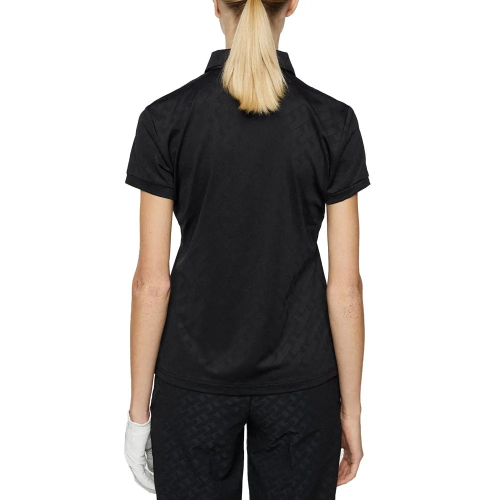 OdorResistant Material J.Lindeberg Women's Alaya Jacquard Golf Polo Shirt - Black
