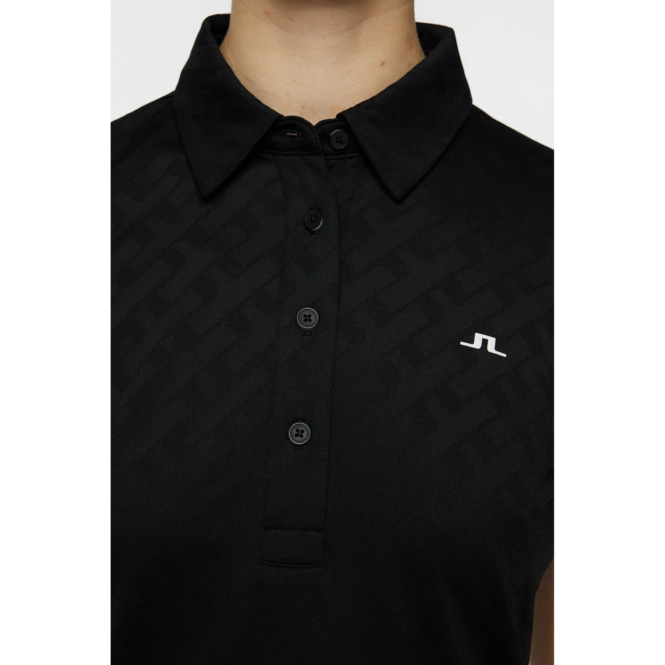 HypoallergenicYarn casual fun J.Lindeberg Women's Alaya Jacquard Golf Polo Shirt - Black