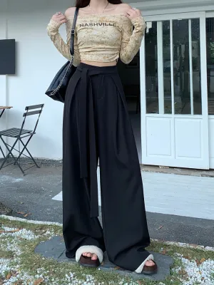 Trendy Boots Comfortable Style Design Women's Lace-up Wide-leg Pants Straight