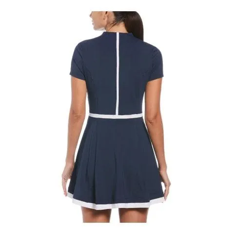 High Cut Lawn Soft New Original Penguin Short Sleeve Navy Golf Dress w/ Contrast Piping MSP$125