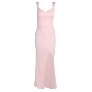Slim Sleeveless Slit Dress With Back Tie Design Fashion Temperament Dresses For Women Clothing Fresh Texture