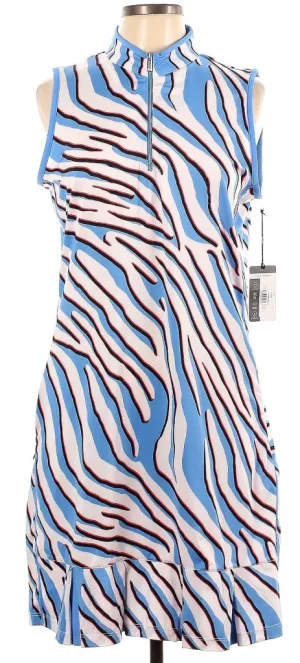 Soft Stitch Clasp-Closure New Tail Activewear Aidy Sleeveless Golf Dress - Zebra Safari Size L. MSP$115