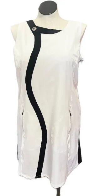 Shade Soft Lightweight warm-weather dress Jamie Sadock White & Black Sleeveless Sheath Golf Dress Size XL MSP$140