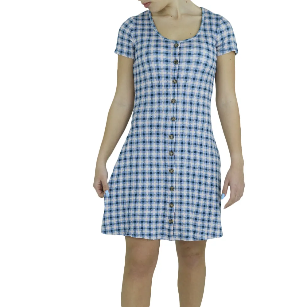 Stylish Line Youthful Style Women's Plaid Casual Short Dress,Multi