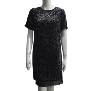 Women's Short-Sleeve Dress,Black/Purple Relaxed Finish