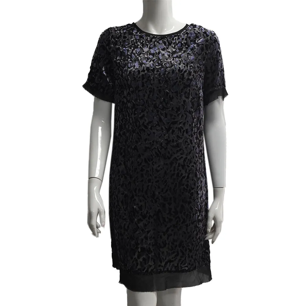 Women's Short-Sleeve Dress,Black/Purple Relaxed Finish